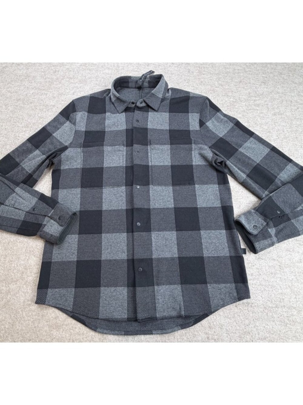Lululemon Shirt Medium Gray Soft Knit Overshirt Plaid Flannel LM3CZNS